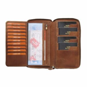 Genuine Leather Unisex Passport Holder Coin Purse Cheque Book Holder Travel,15 Slots